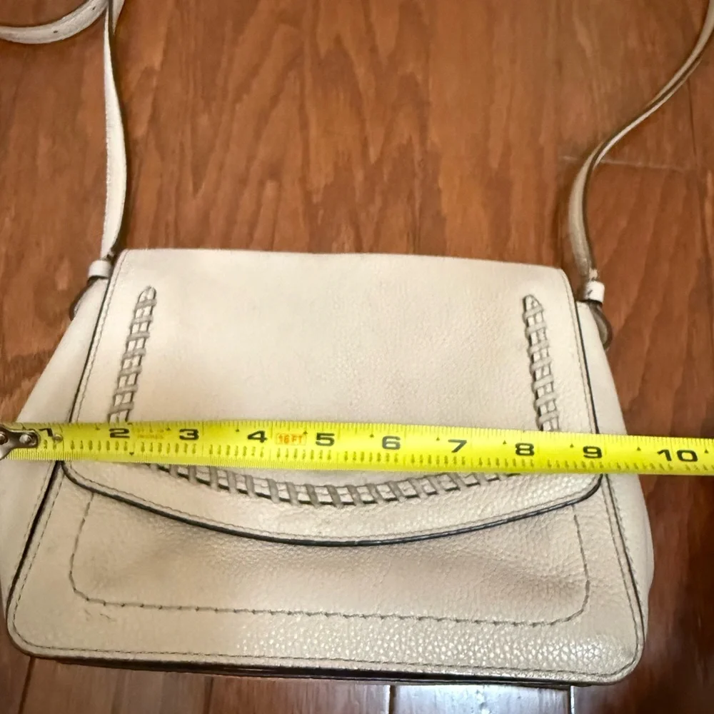 Kate Spade New York Cream Pebbled Leather Whipstitch Flap Crossbody Bag
